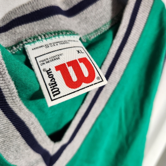Vintage 80s Wilson Mens XL Sleeveless Athletic Dept Wear Tank Top Green Shirt - Picture 6 of 6